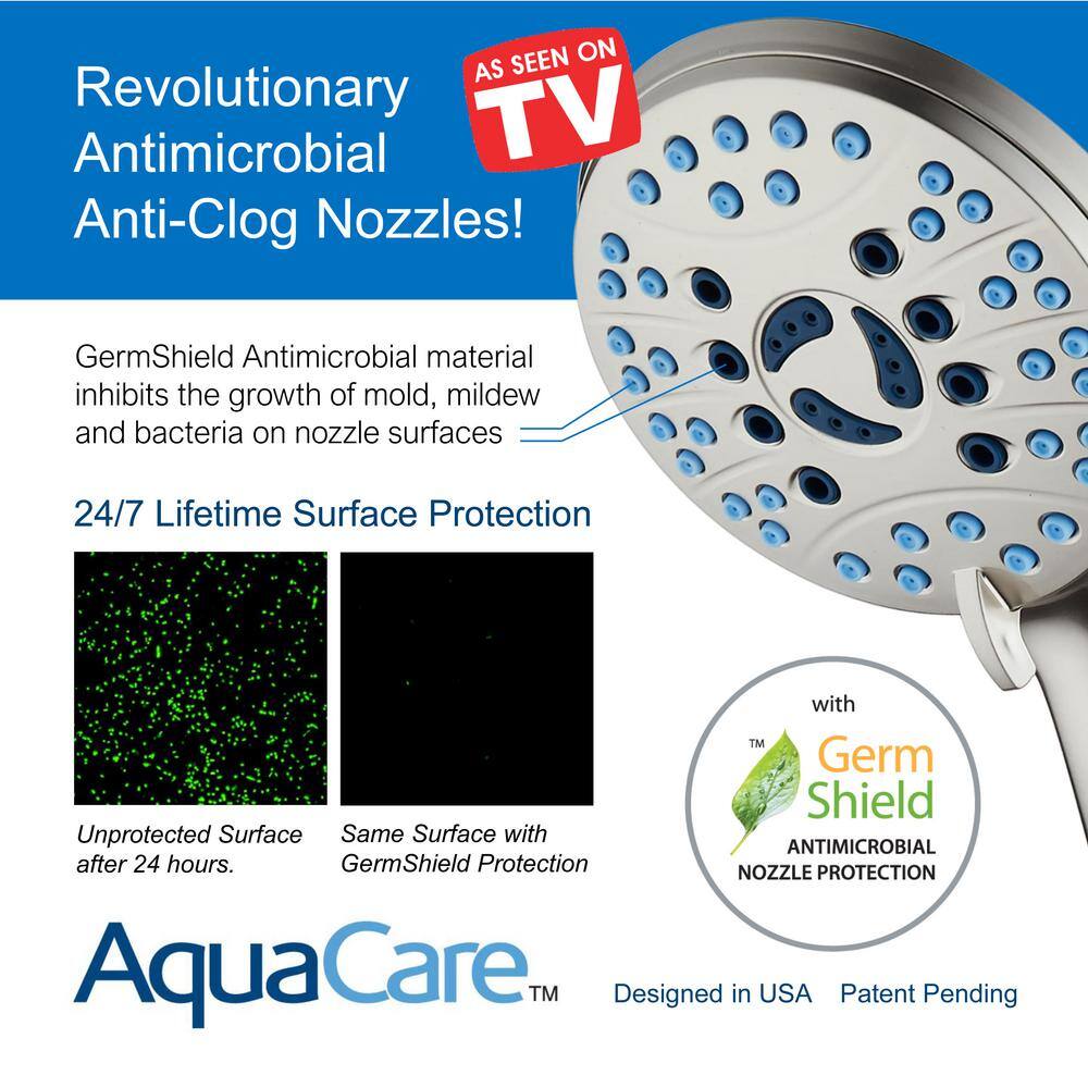 AQUACARE 50-Spray Patterns 2.5 GPM 6 in. Wall Mount Dual Shower Heads and Handheld Shower Head Antimicrobial in Satin Nickel 43238