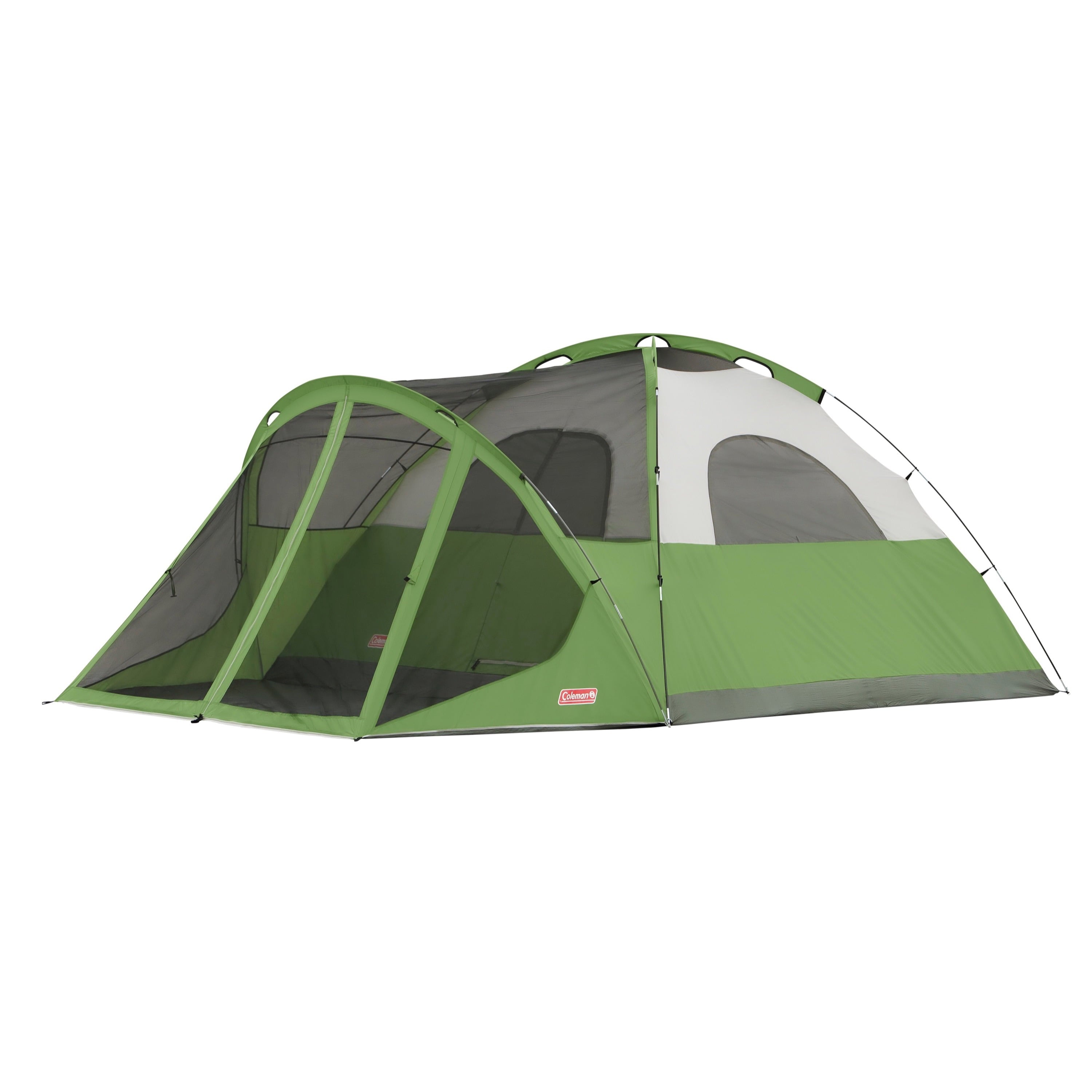 Coleman Evanston 6-Person Dome Tent with Screen Room， 2 Rooms， Green