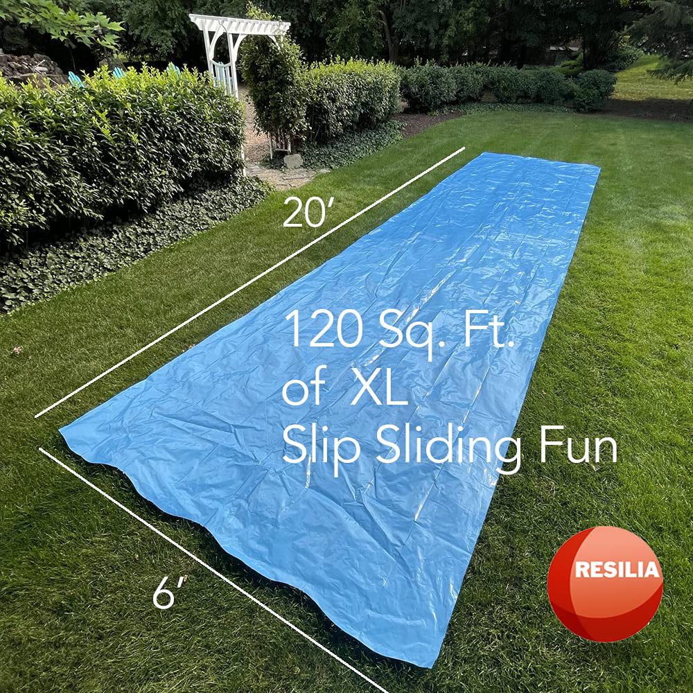 Resilia XL, 20' x 6' Super Slip Lawn Waterslide With Hold Steady Stakes