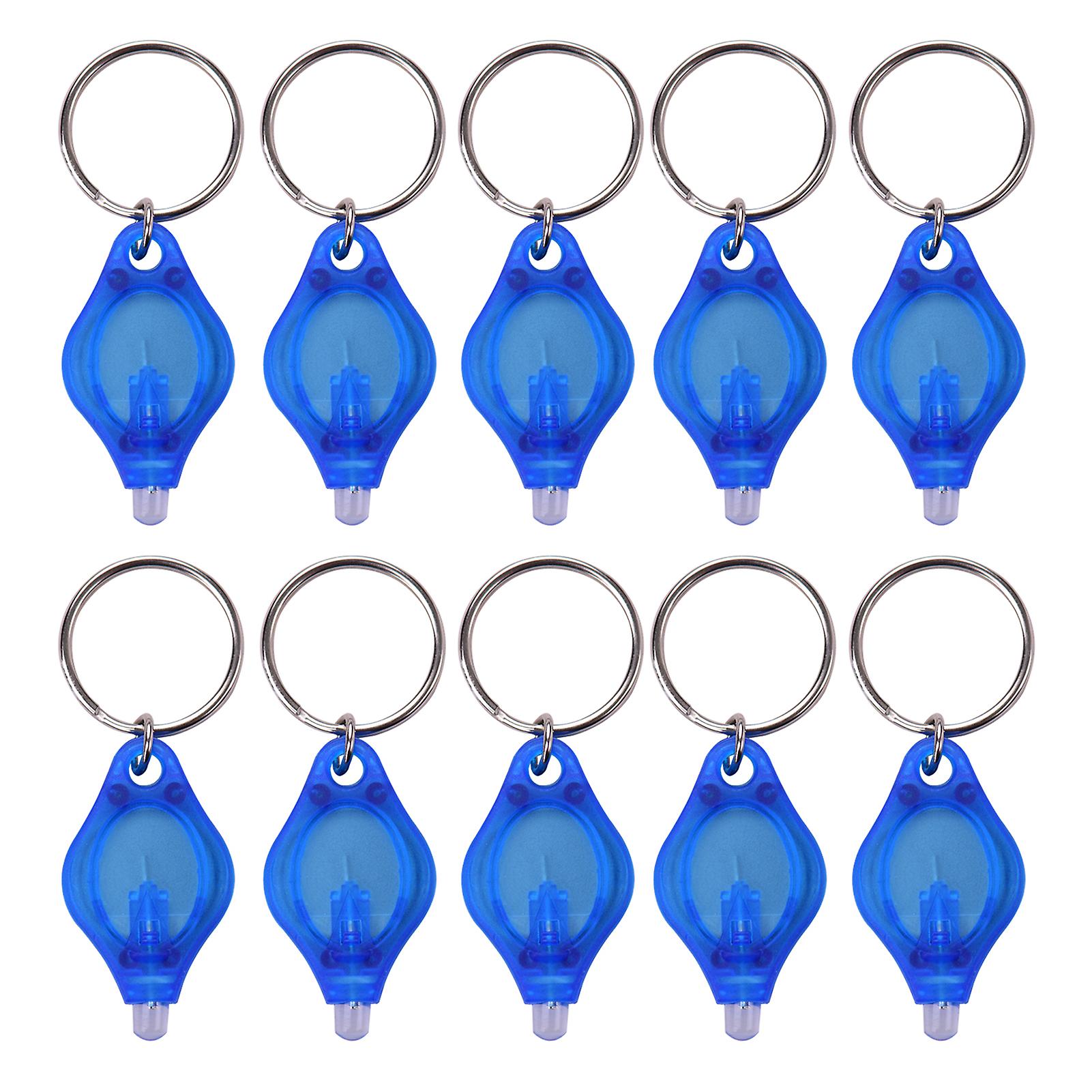 10 Pcs Mini Portable Led Light Flashlight Keychain Ultra Bright Key Ring Emergency Camping Lamp Light Torch Blue 10 Pcs