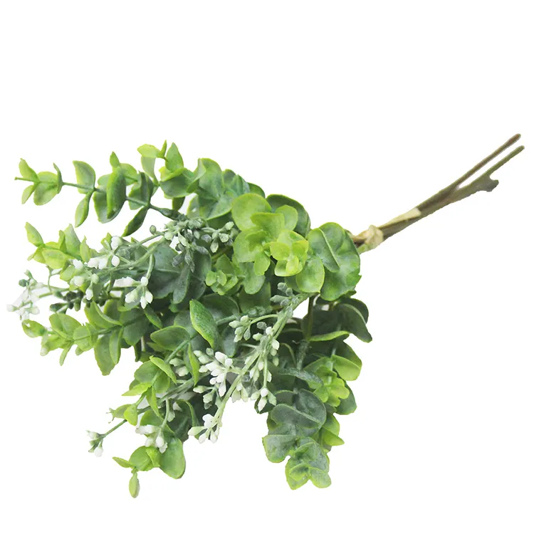 Manufacturer wholesale artificial garden landscape wedding decoration green leaves foliage bunch seeded eucalyptus spray