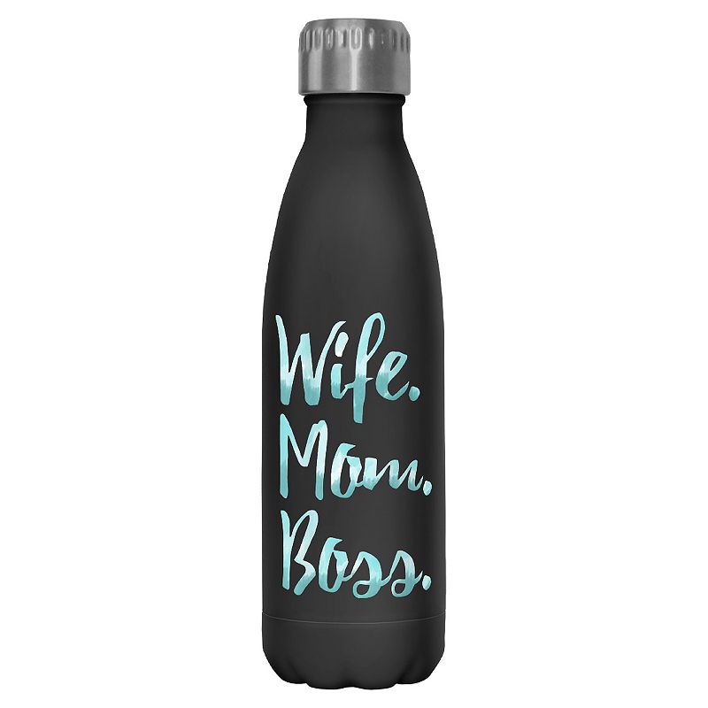 Wife Mom Boss Aqua Letters 17-oz. Stainless Steel Water Bottle