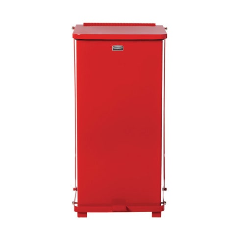 Rubbermaid FGST24EPLRD Defenders Square 13-Gallon Step Trash Can， Red