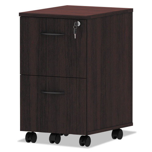 Alera Valencia Series Mobile Pedestal， Left or Right， 2 Legal/Letter-Size File Drawers， Mahogany， 15.38