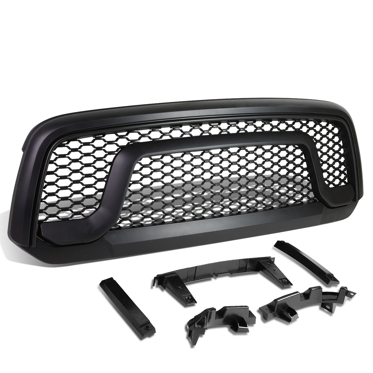 DNA Motoring GRILLE-FR-DR13-BK For 2013 to 2017 Ram 1500 ABS Plastic OE-Style Rebel Front Grille (Black) - DS DJ D2 14 15 16