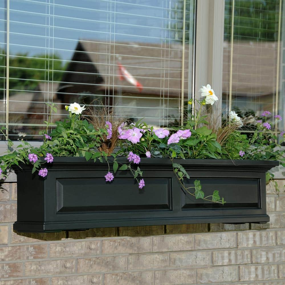 Mayne Nantucket 48 in. x 11.5 in. Self-Watering Black Polyethylene Window Box 4831-B