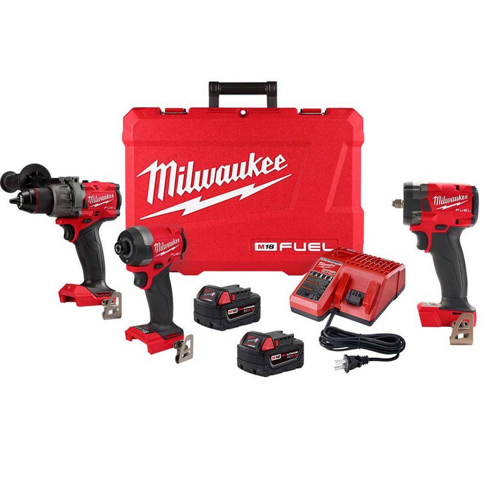 MW M18 FUEL 18-V Lithium-Ion Brushless Cordless Hammer DrillImpact Driver Combo Kit (2-Tool) with 38 in. Impact Wrench 3697-22-2854-20