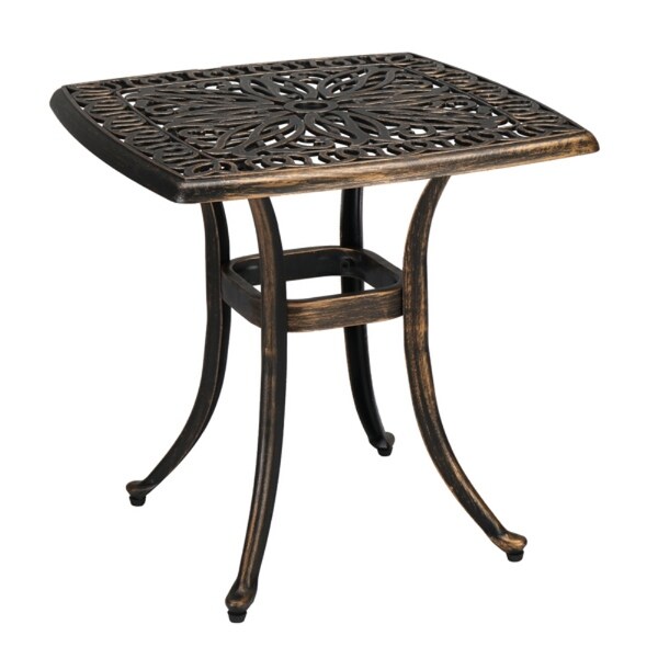 Square Garden Cast Aluminum Table Bronze Patio Side Table