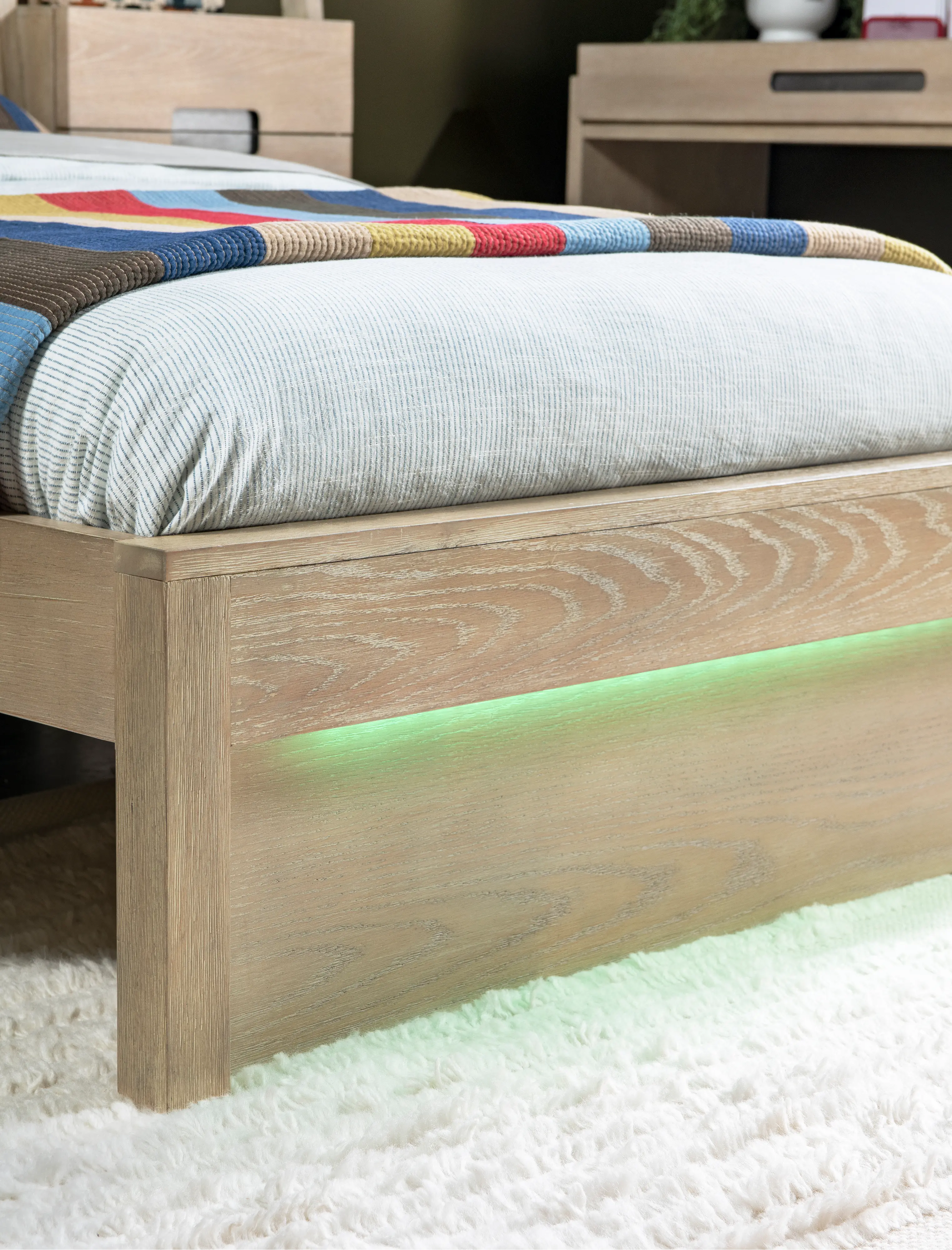 District Weathered Oak Twin Size Bed with Lights