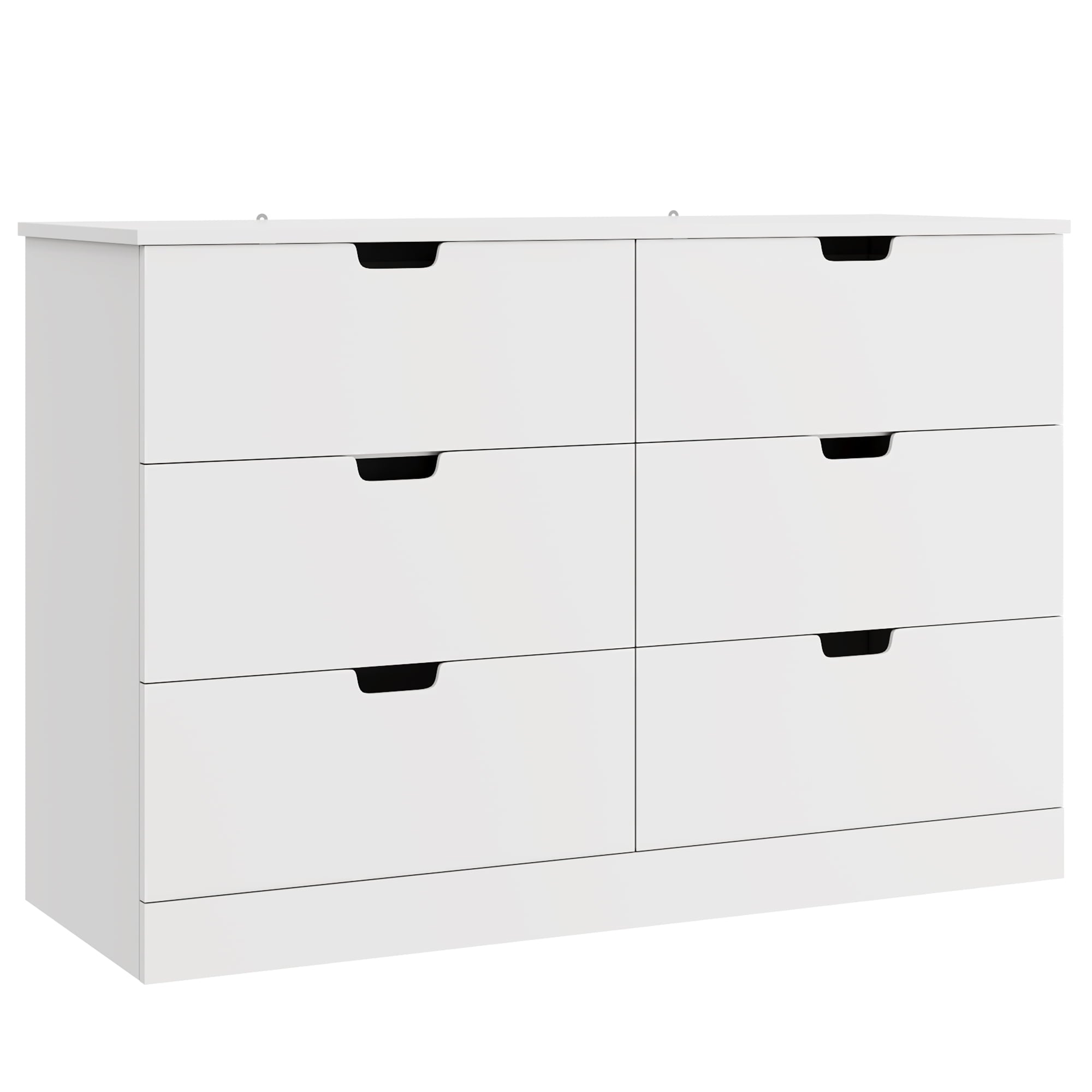 Homfa 6 Drawer Dresser for Bedroom, Modern White Chest, Wood Storage Cabinet for Living Room