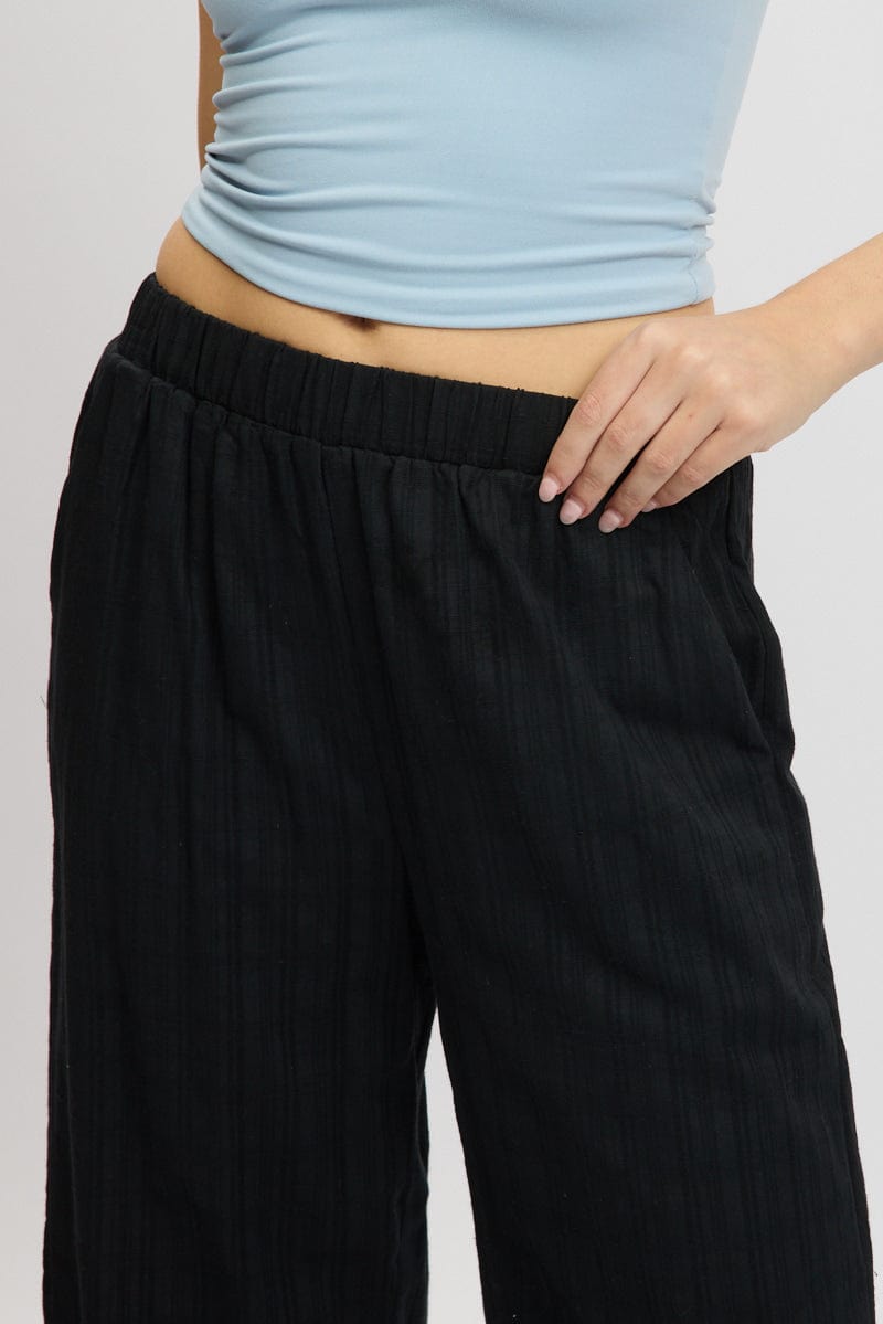 Black Wide Leg Pants Elasticated Waist