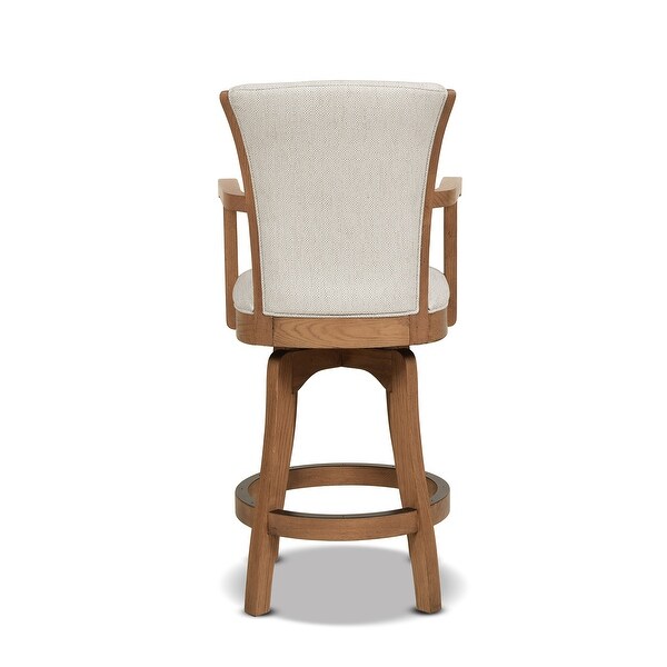 Williams Oak Wood Swivel Bar Stool and Counter Stool with Armrests