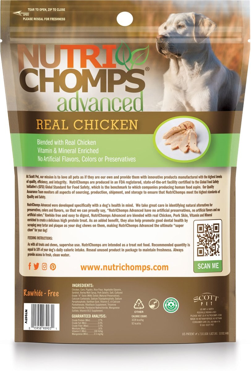 Nutri Chomps Advanced Mini Chicken Knot Dog Treats， 12 count