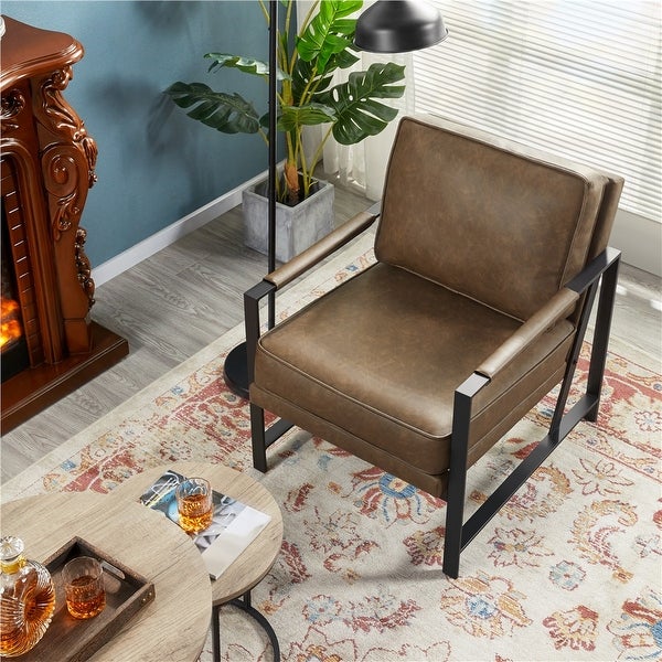 Yaheetech Accent Chair Retro Faux Leather Lounge Chair