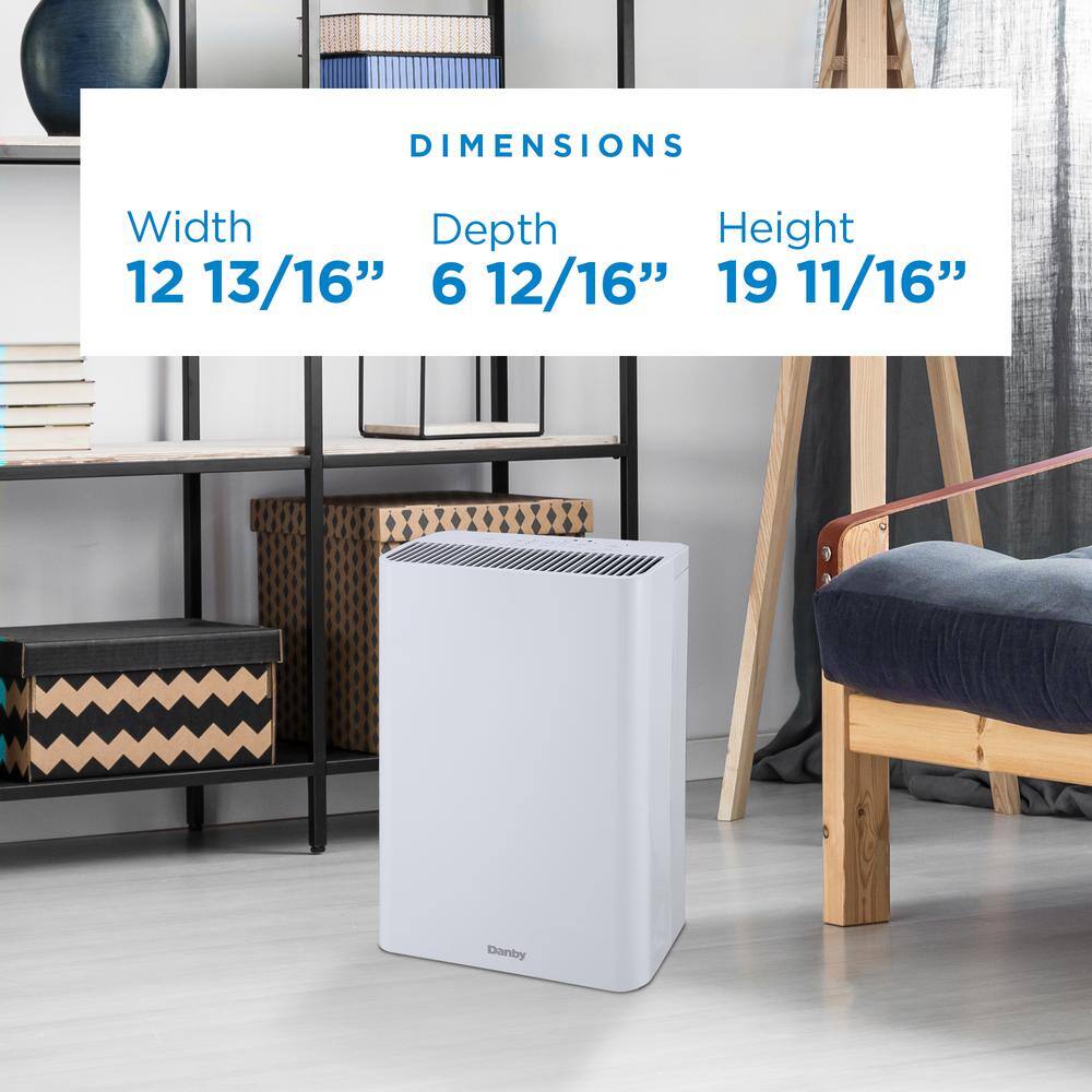 Danby 210 sq. ft. Portable Air Purifier with Filter in White DAP152BAW-I