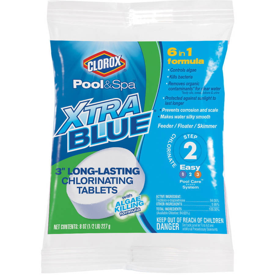 Clorox Pool&Spa XtraBlue 3" Long-Lasting Chlorinating Tablet, 8 oz (1 Tablet)