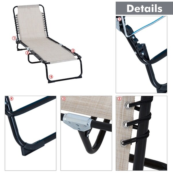 Outsunny Folding Chaise Lounge Chair Portable Lightweight Reclining Garden Sun Lounger with 4Position Adjustable Backrest