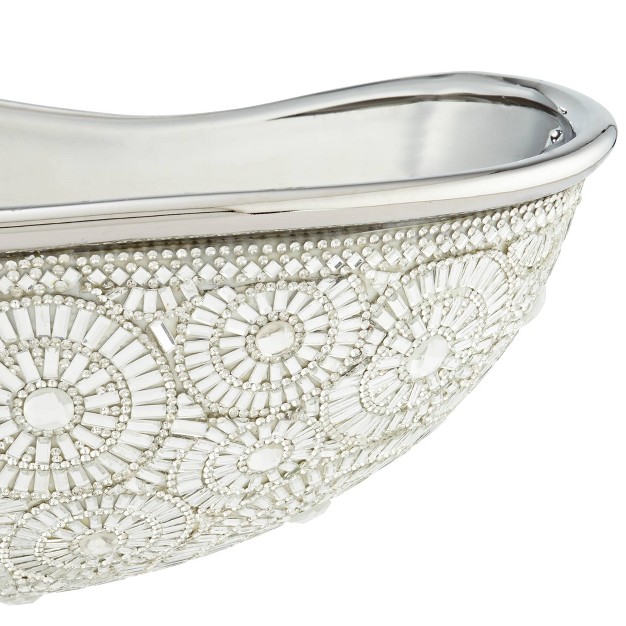 Dahlia Studios Circle Bling Silver Plating Ceramic Fruit Bowl