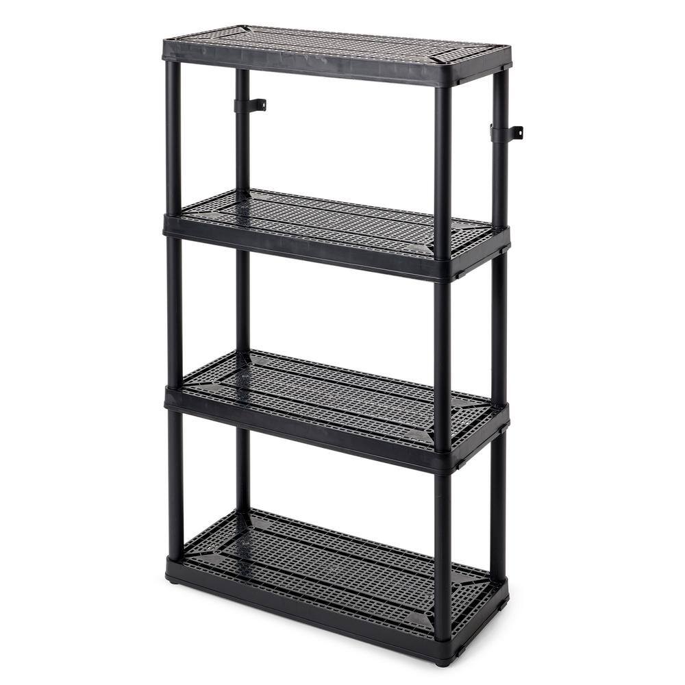 GRACIOUS LIVING Black 4-Tier Fixed Height Ventilated Shelving Unit (4-Pack) (32 in. W x 54.5 in. H x 14 in. D) 4 x GL91021MAXIT-1C-36