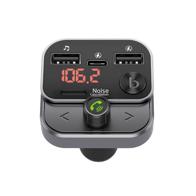 Just Wireless Bluetooth Fm Transmitter With Usb c And Usb a Charging Port Black