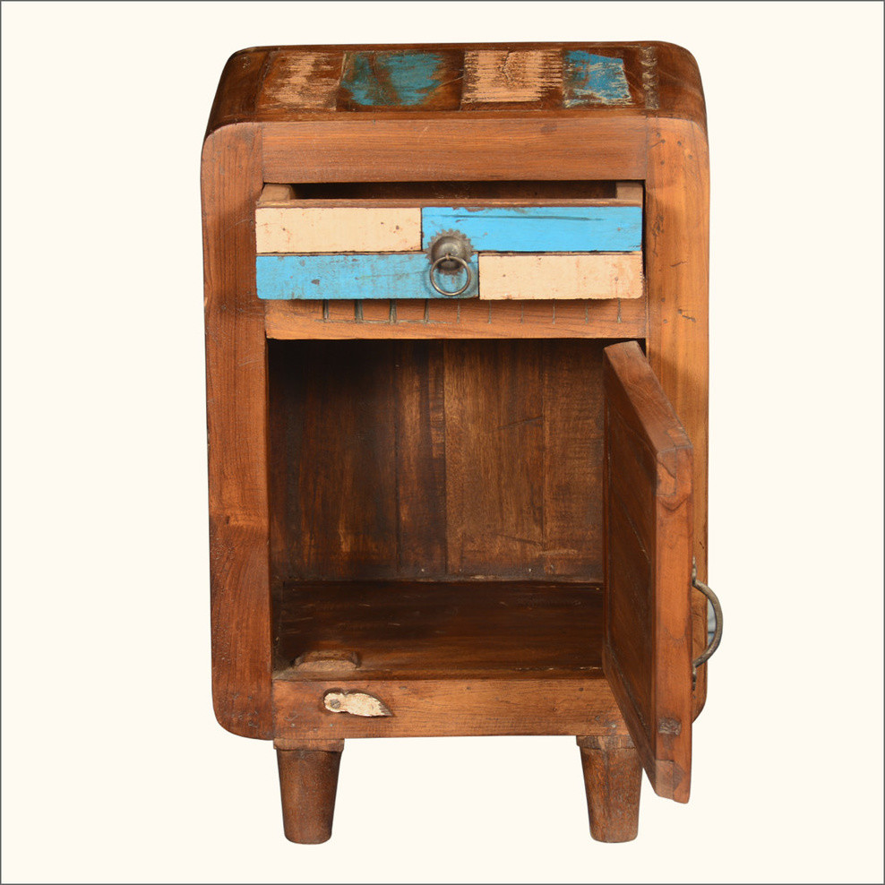 Azalia Rustic Reclaimed Wood 1 Drawer Bedside Nightstand   Eclectic   Side Tables And End Tables   by Sierra Living Concepts Inc  Houzz