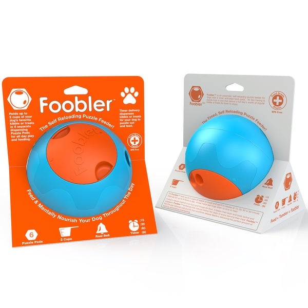 The Foobler Treat Dispensing Toy for Dogs， Blue/Orange Color - Multi