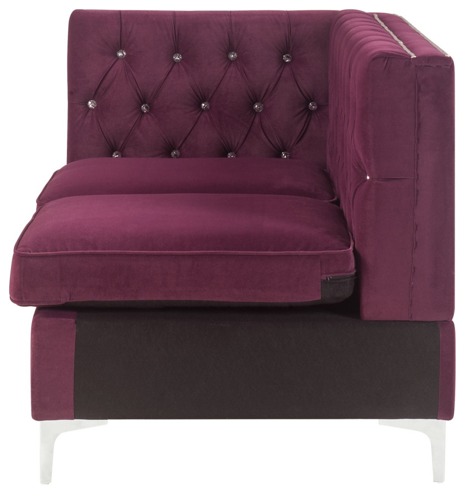 Ergode Modular  Armless Loveseat With 2 Pillows Burgundy Velvet   Midcentury   Armchairs And Accent Chairs   by VirVentures  Houzz