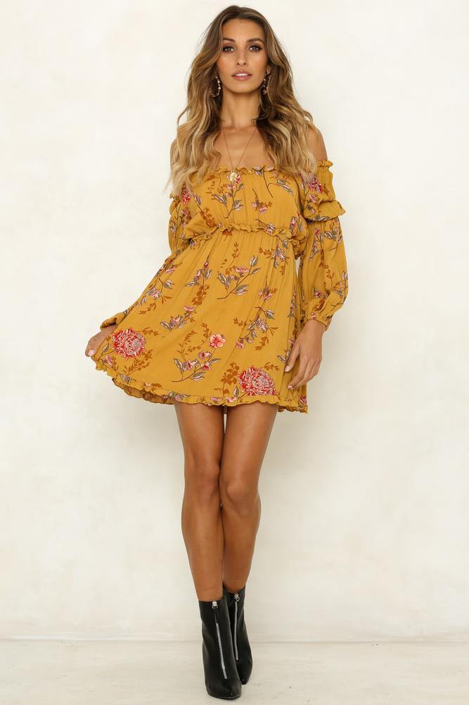 Losing Touch Dress Mustard