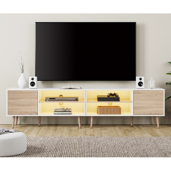 Mid Century Modern TV Stand for up to 85 inch 2 in 1 Media Console