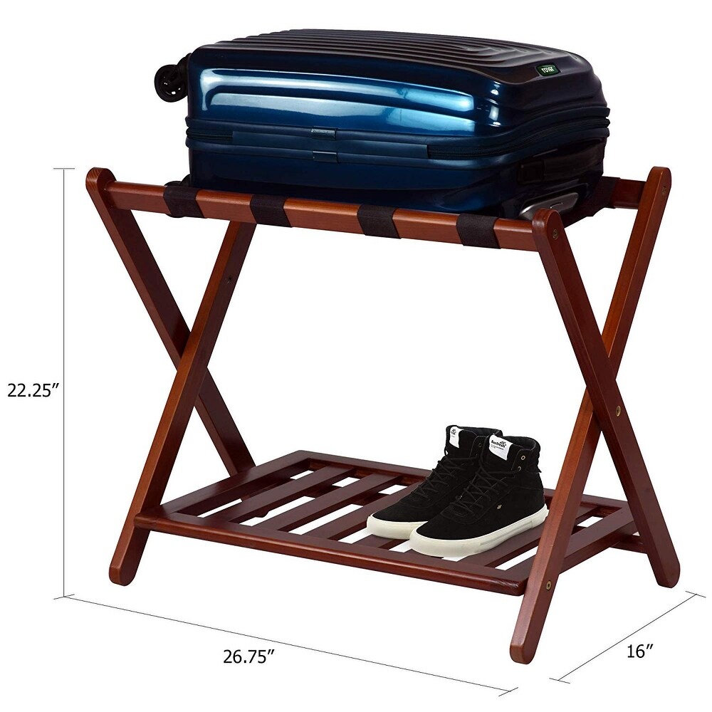 Stony Edge Luggage Rack Suitcase Stand for Guest Room with Shelf