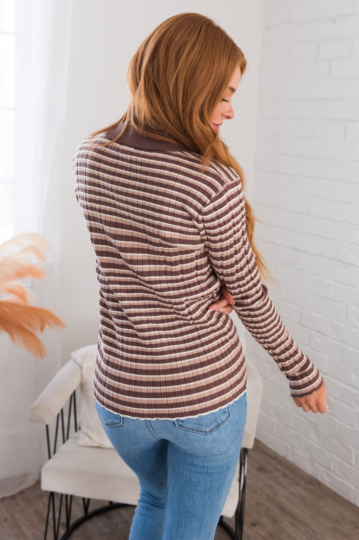 Falling For You Modest Ribbed Top