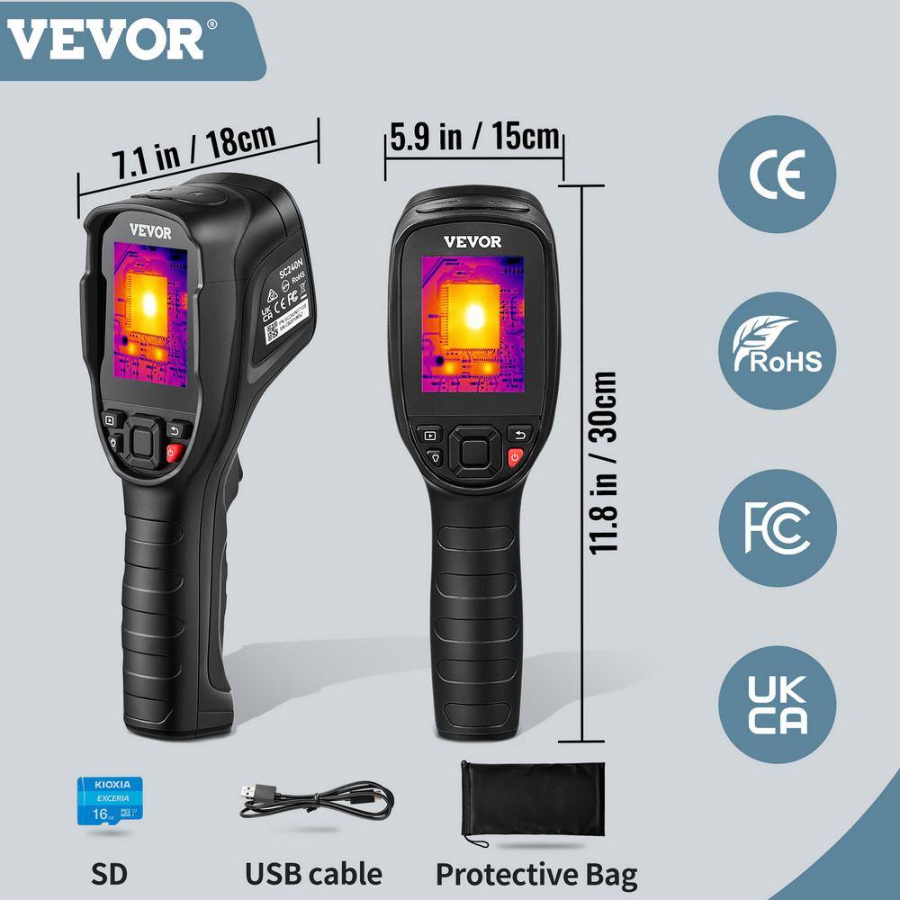 VEVOR Thermal Imaging Camera 240x180 IR Resolution 43200 Pixel Infrared Camera with 16G SD Card LED Light Minus 4F to 662F FYHWRXYWWWIFINPTKV0