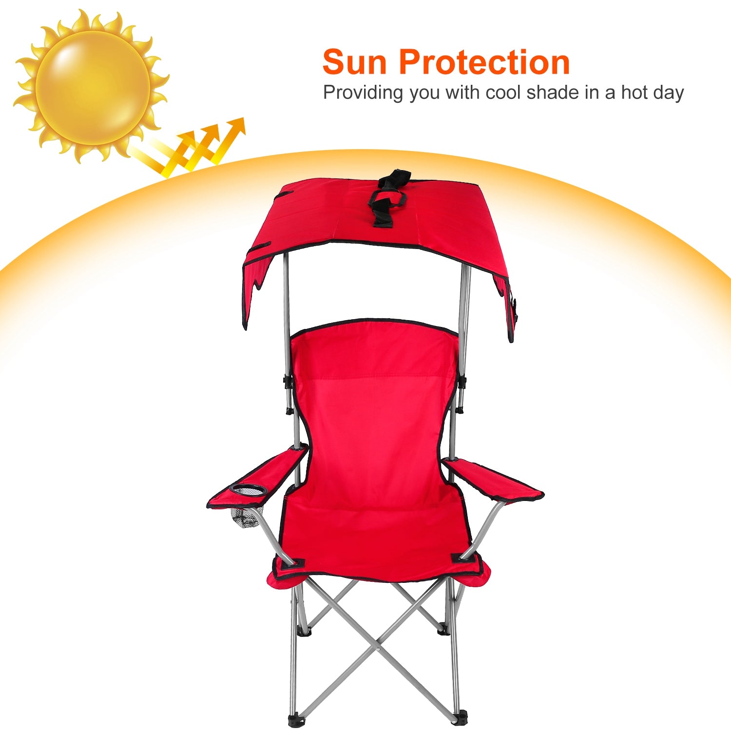 Beach Chair with Canopy Shade， iMountek Folding Canopy Camping Sports Chair， Red