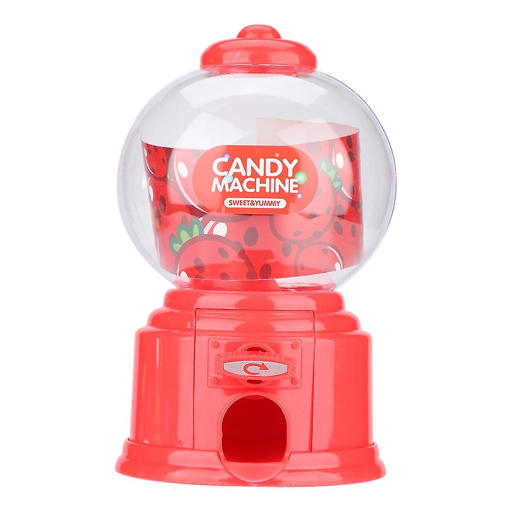 Portable Children Candy Machine Plastic Mini Gumballs Dispenser Kids Kindergarten Gift(red)