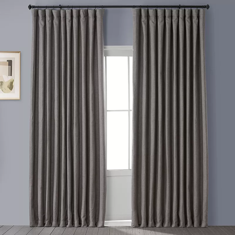 EFF Faux Linen Extra Wide Blackout Window Curtain