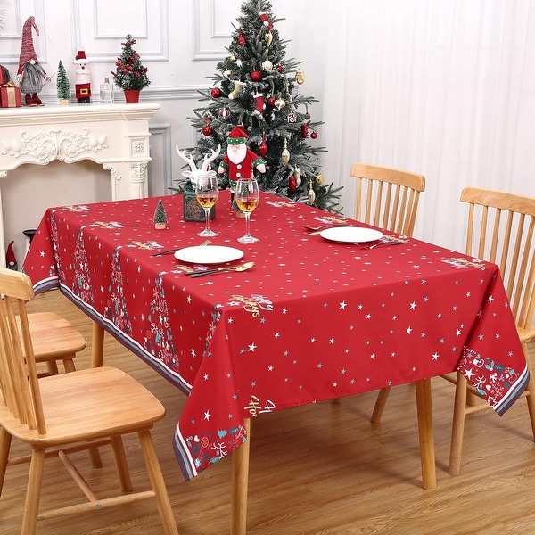 Christmas Decoration Rectangle Christmas Tablecloth Xmas Table Cloth Waterproof and Washable Holiday Decorative Table Cover