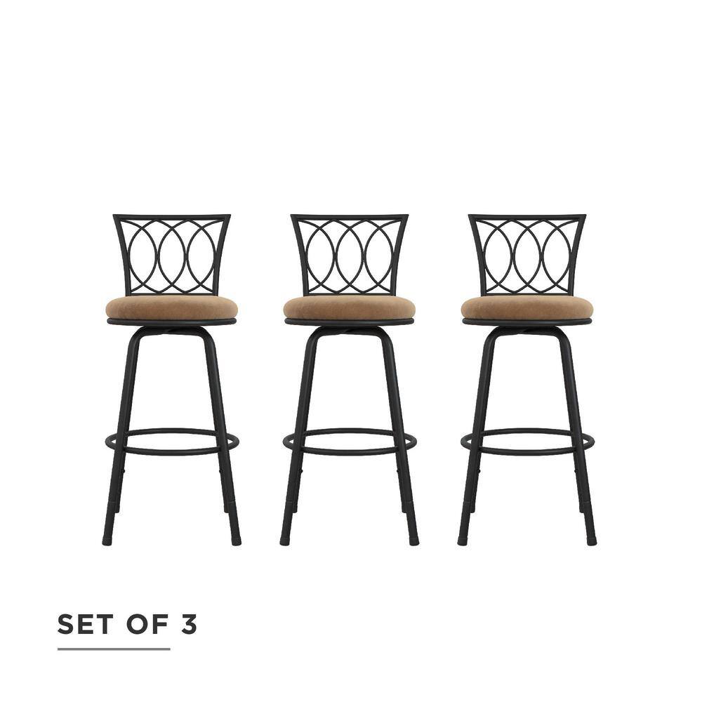 DHP Ciaran Upholstered Tan Microfiber Seat Swivel Barstool (Set of 3) DE13981