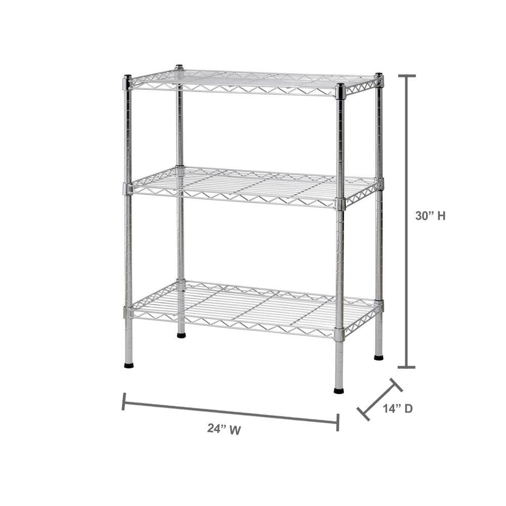 Sandusky Chrome 3-Tier Steel Wire Shelving Unit (24 in. W x 30 in. H x 14 in. D) WS241430