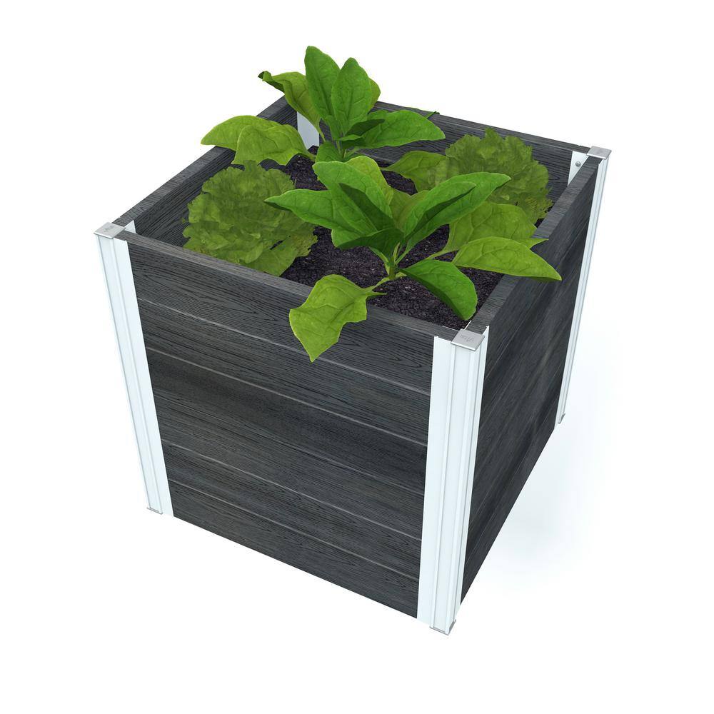 New England Arbors Vita Urbana 22quotL x 22quotW x 22quotH Vinyl Cube Planter Slate Gray VT17611 VT17611