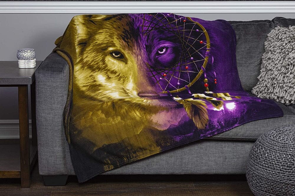 Wolf Dreamcatcher Super Soft Plush Fleece Throw Blanket