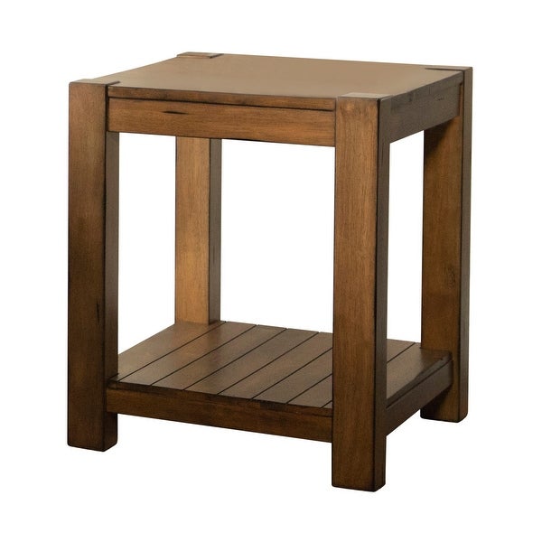 Spallast Rustic Brown Rectangular End Table with Lower Shelf