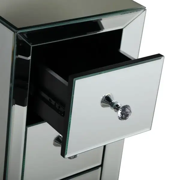 Mirrored Nightstand with 3 Drawers