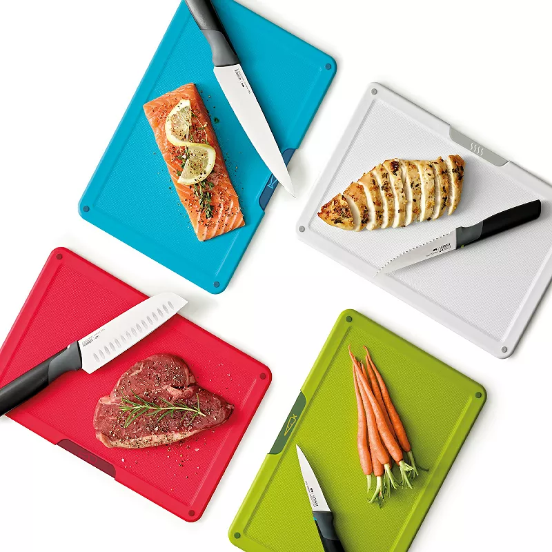 Joseph Joseph Folio Icon Arctic 8-piece Chopping Board and Knife Set with Storage Case