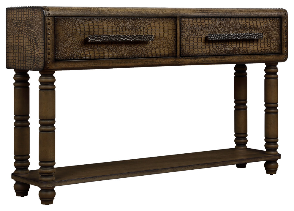 Imitation Crocodile Skin Apperance Retro Sofa Table   Traditional   Console Tables   by TATEUS LLC  Houzz