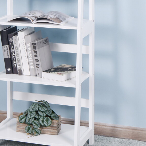 Basics Modern 5 Tier Ladder Wooden shelf Organizer...