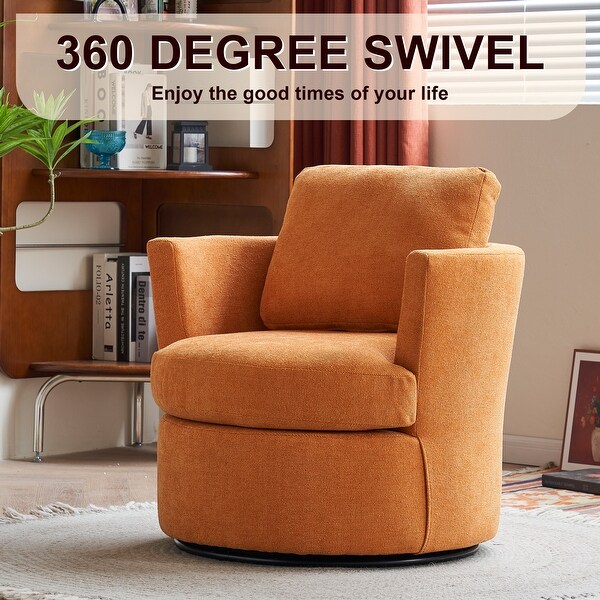 Swivel Barrel Chair，Comfy Round Accent Sofa Chair for Living Room，360 Degree Swivel Barrel Club Chair