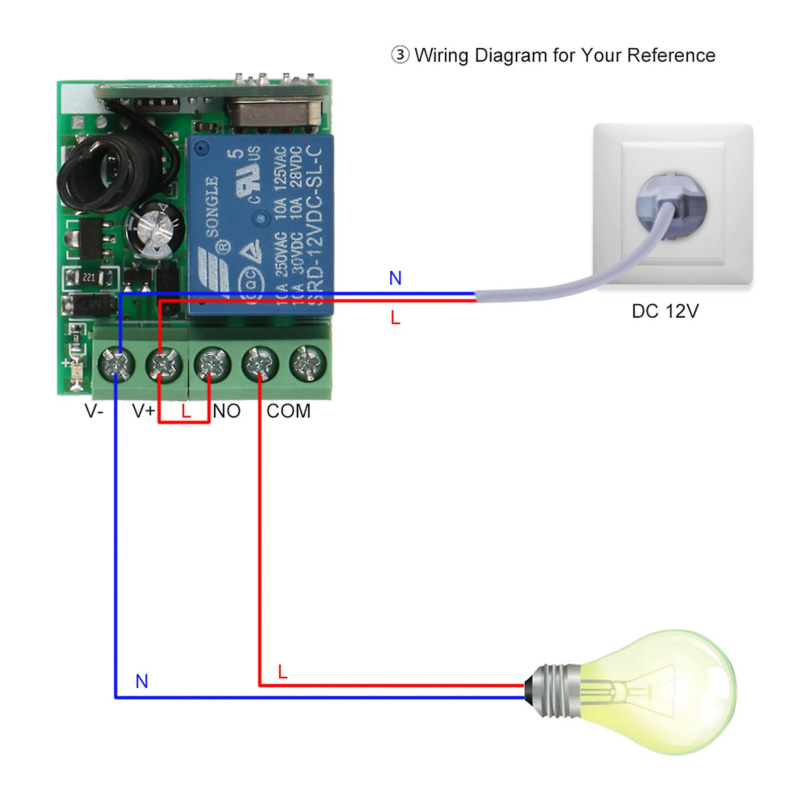 White 2 Remote Control Smart Home 433mhz Dc 12v 1ch Wireless Remote Switch Relay Receiver Transmitter Universal Remote Control Switch Module And Rf Tr