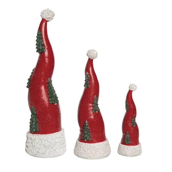 Transpac Resin 12 in. Red Christmas Santa Hat Decors Set of 3