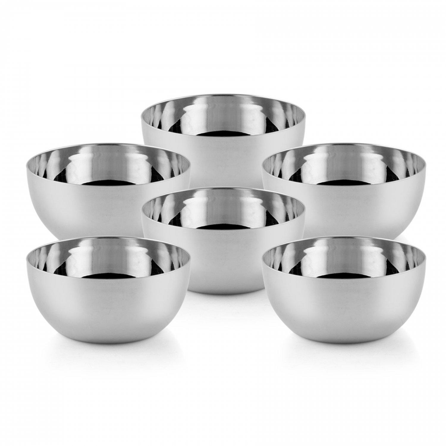 Set of 6 Stainless Steel Curries and Soup Serving Bowl Small， Capacity 225ml Each