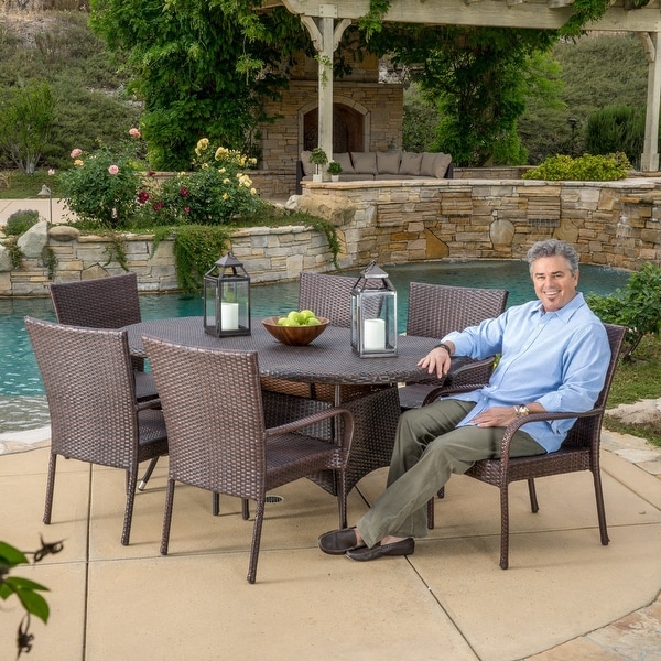 Blakely Outdoor 7piece Wicker Dining Set by Christopher Knight Home